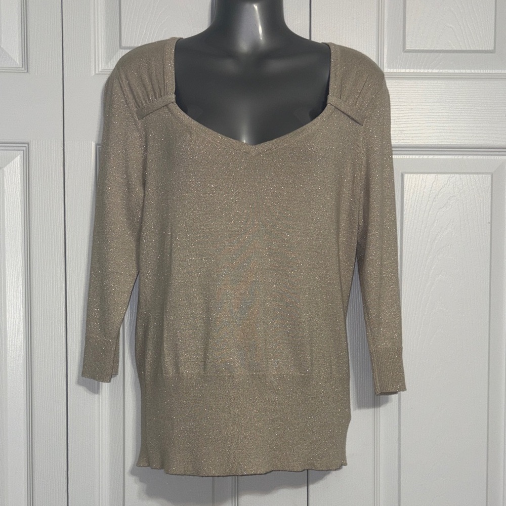 White House Black Market Shimmering V-Neck Sweater